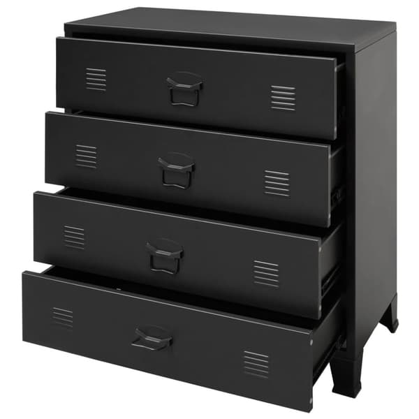 kommode i metal industriel stil 78 x 40 x 93 cm sort