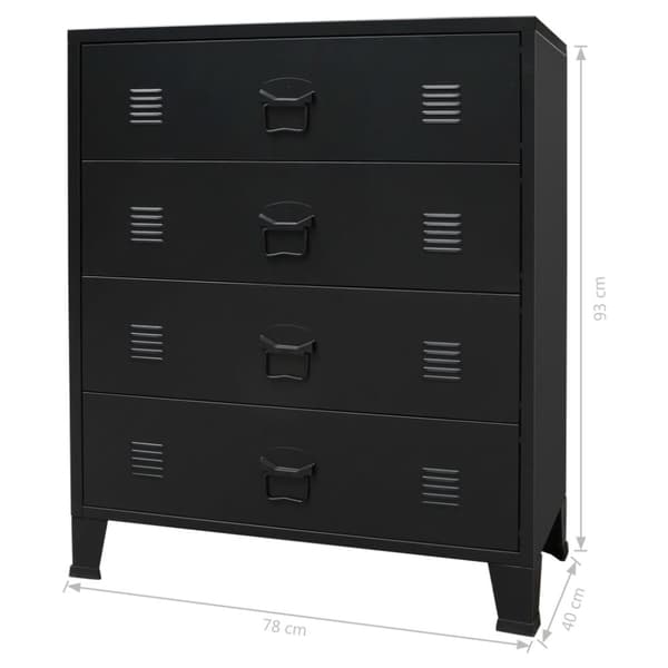 kommode i metal industriel stil 78 x 40 x 93 cm sort
