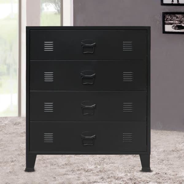 kommode i metal industriel stil 78 x 40 x 93 cm sort