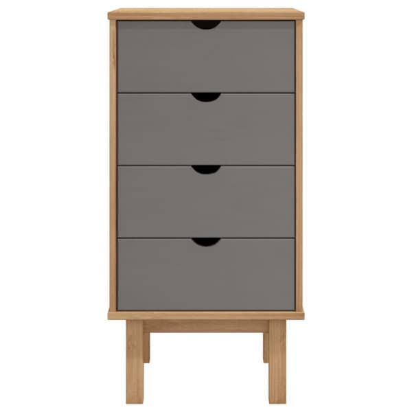 kommode OTTA 45x39x90 cm massivt fyrretræ brun og grå
