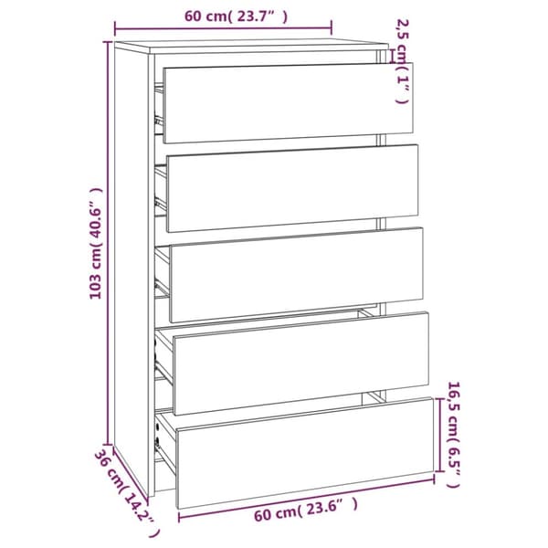 kommode 60x36x103 cm konstrueret træ sonoma-eg