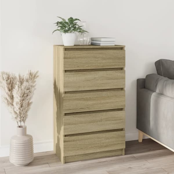 kommode 60x36x103 cm konstrueret træ sonoma-eg