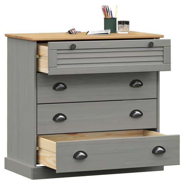 kommode VIGO 80x40x76 cm massivt fyrretræ grå