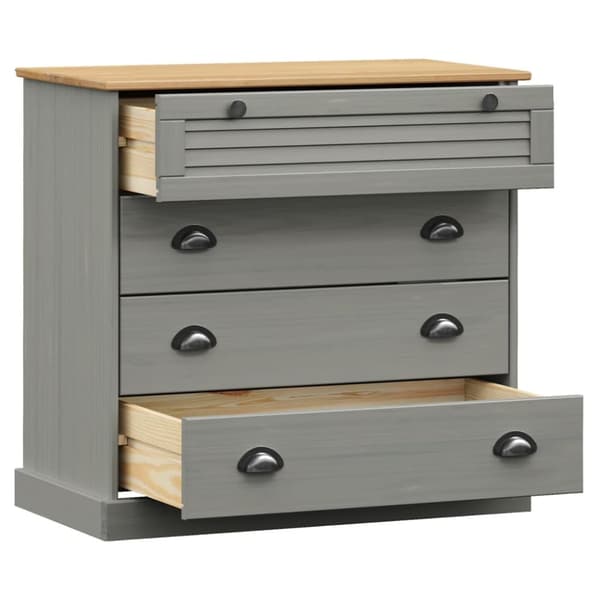 kommode VIGO 80x40x76 cm massivt fyrretræ grå