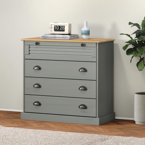 kommode VIGO 80x40x76 cm massivt fyrretræ grå