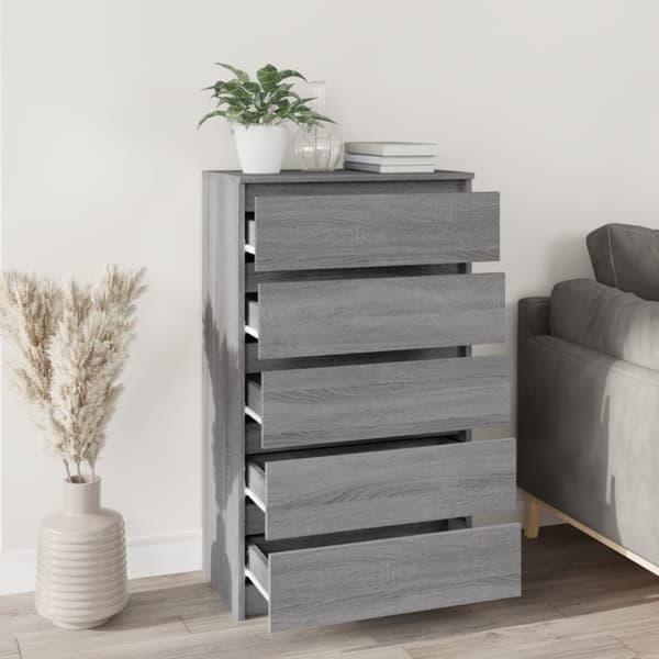 kommode 60x36x103 cm konstrueret træ grå sonoma-eg