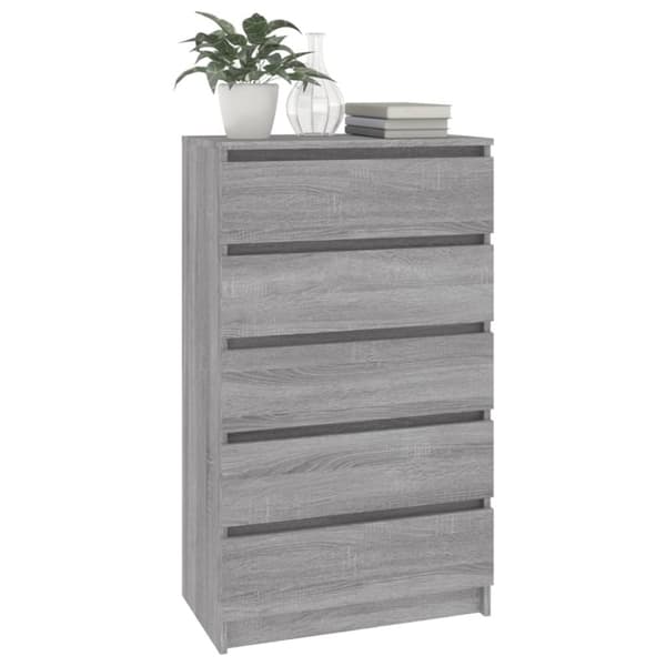 kommode 60x36x103 cm konstrueret træ grå sonoma-eg