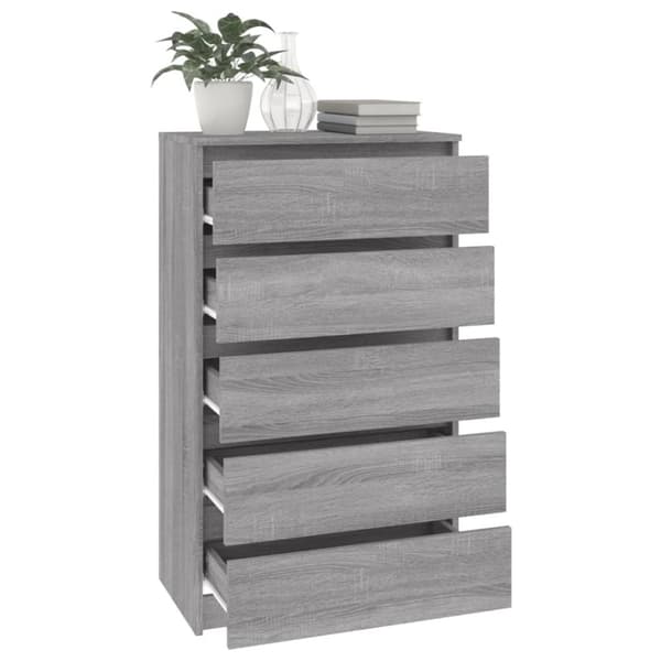 kommode 60x36x103 cm konstrueret træ grå sonoma-eg