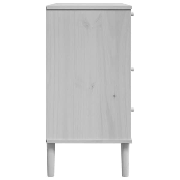kommode SENJA rattanlook 80x40x80 cm massivt fyrretræ hvid