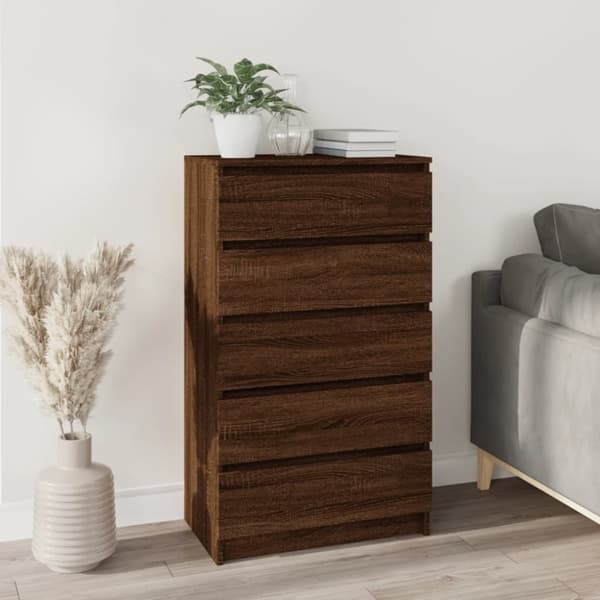 kommode 60x36x103 cm konstrueret træ brun egetræsfarve
