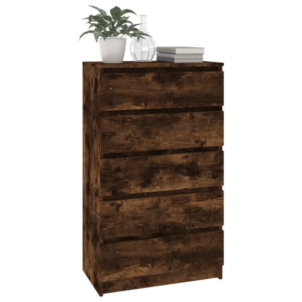 kommode 60x36x103 cm konstrueret træ røget egetræsfarve