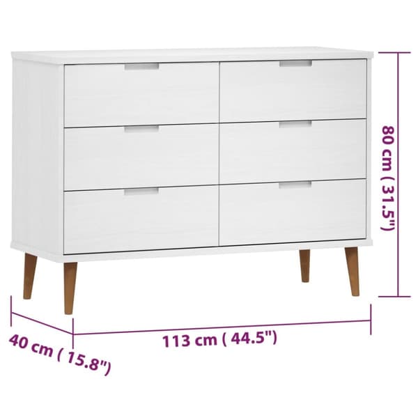 Kaappi MOLDE valkoinen 113x40x80 cm täysi mänty