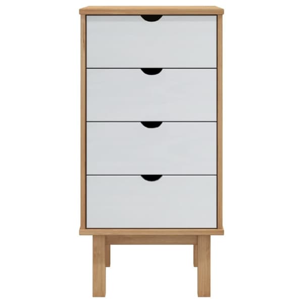 kommode OTTA 45x39x90 cm massivt fyrretræ brun og hvid