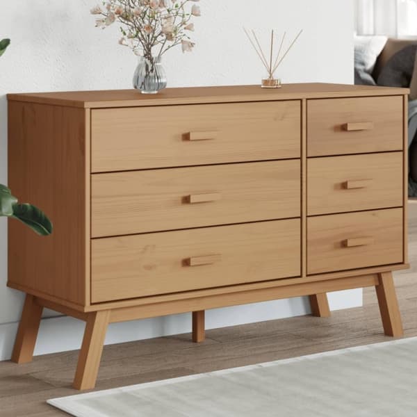 vidaXL Kommode OLDEN brun heltre furu