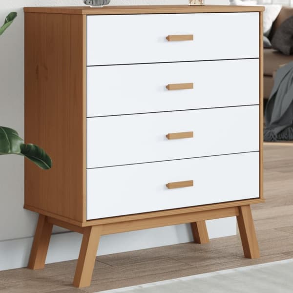 vidaXL Kommode OLDEN hvit og brun heltre furu