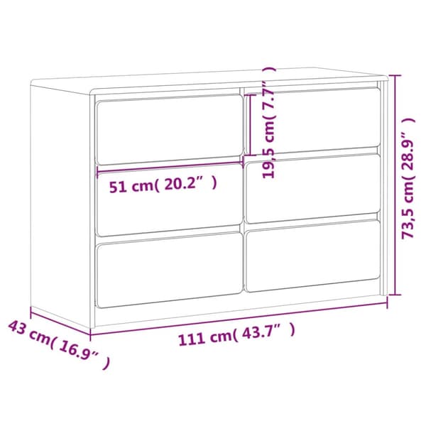 vidaXL kommode SAUDA 111x43x73,5 cm massivt fyrretræ egetræsfarve