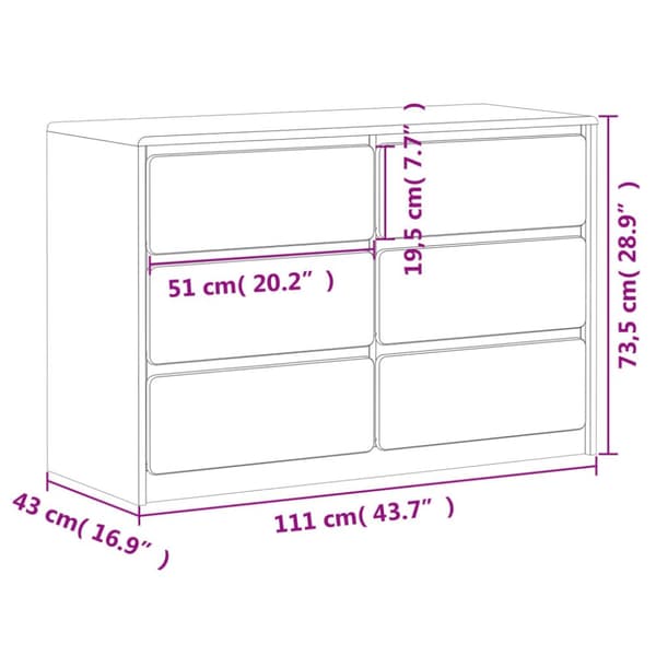 kommode SAUDA 111x43x73,5 cm massivt fyrretræ egetræsfarve
