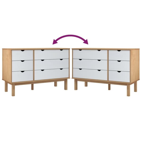 kommode OTTA 111x43x73,5 cm massivt fyrretræ brun og hvid
