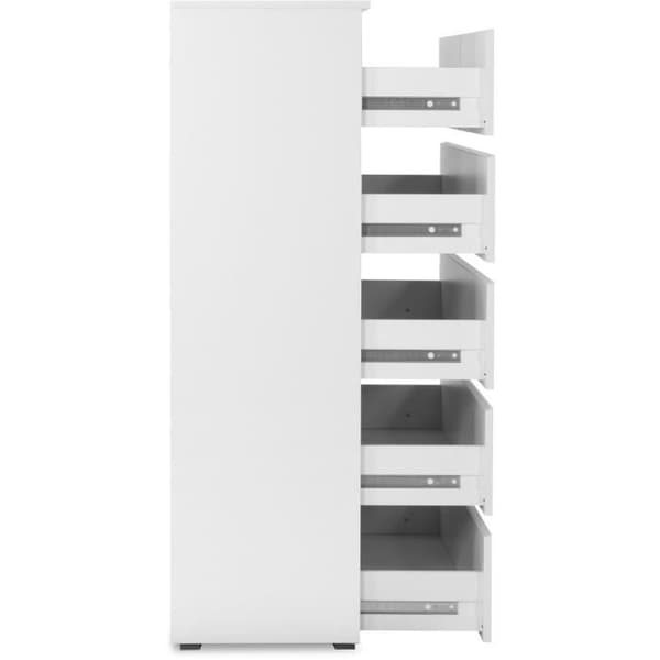 CAPETOWN byrå - Blank vit dekor - 6 lådor - L80 x H131,5 x D40 cm