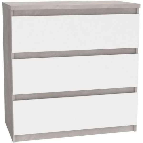 Byrå CHELSEA 3 lådor - Färg vit/ljusbetong - B 77,2 x D 42 x H 79,9 cm
