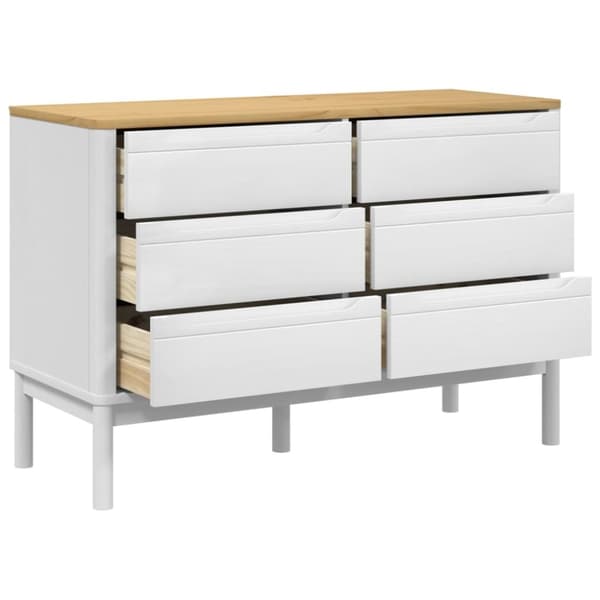 vidaXL Kommode FLORO hvit heltre furu