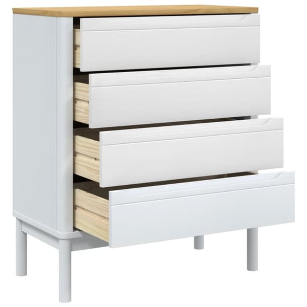 vidaXL Kommode FLORO hvit heltre furu