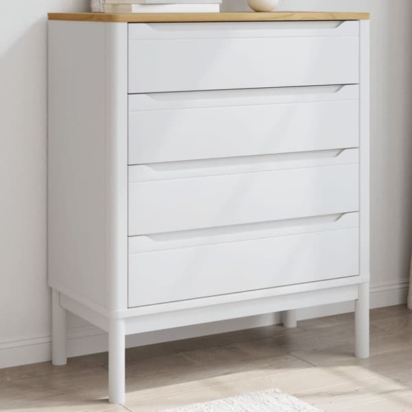 vidaXL Kommode FLORO hvit heltre furu