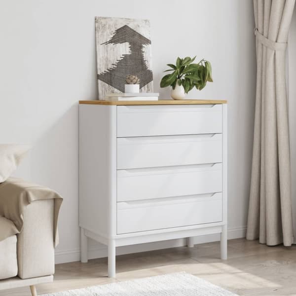 vidaXL Kommode FLORO hvit heltre furu