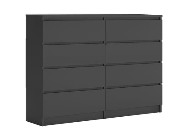 Antracit byrå med 8 lådor, L: 120 cm, H: 79 cm, D: 39 cm