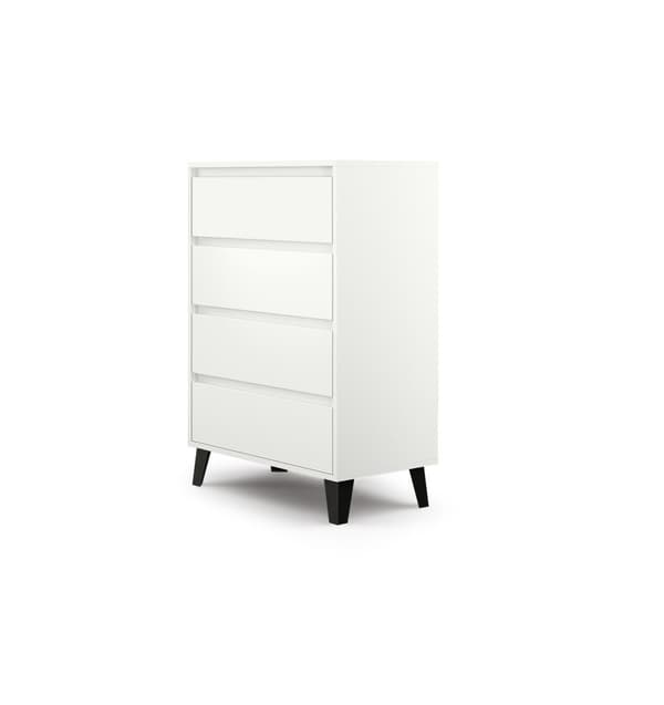 Kommode, skænk med 4 skuffer i hvid (B: 70cm x H: 99,5cm x D: 39cm)