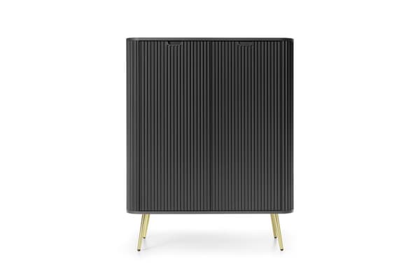 Svart byrå, ben: guld, D: L: 103 Cm, H: 129 Cm, D: 39 Cm