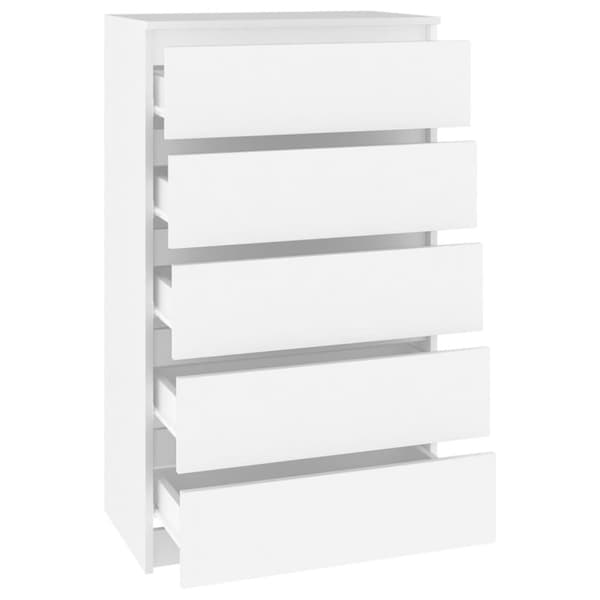 vidaXL skuffeskab 60x36x103 cm konstrueret træ hvid - Skuffemøbler
