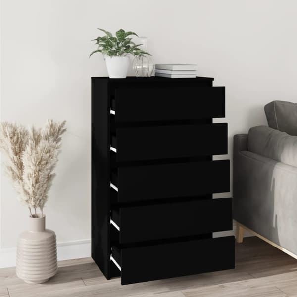 vidaXL skuffeskab 60x36x103 cm konstrueret træ sort - Skuffemøbler