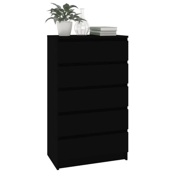 vidaXL skuffeskab 60x36x103 cm konstrueret træ sort - Skuffemøbler