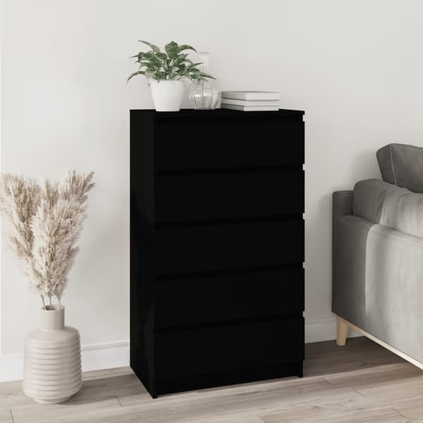 vidaXL skuffeskab 60x36x103 cm konstrueret træ sort -  Skuffemøbler