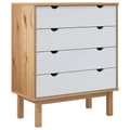 Pikkukuva 3 / 8: vidaXL Lipasto OTTA ruskea ja valkoinen 76,5x39,5x90 cm täysi mänty -  Laatikkoarkut