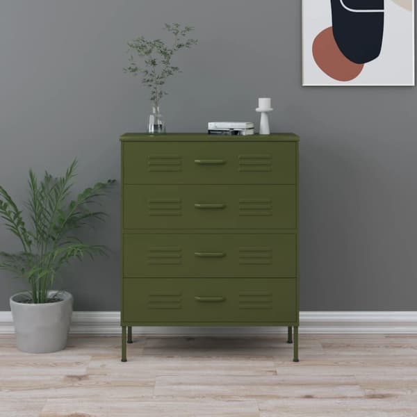 vidaXL Byrå olivgrön 80x35x101,5 cm stål - Byråer