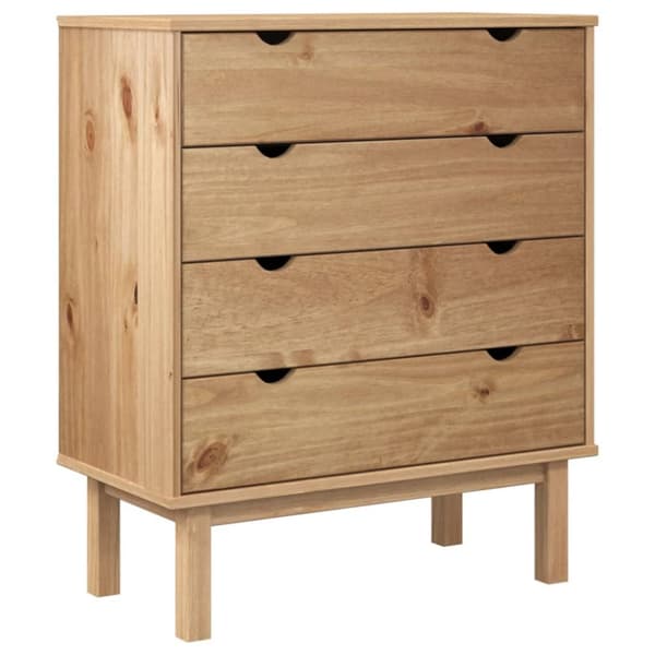 vidaXL kommode OTTA 76,5x39,5x90 cm massivt fyrretræ - Skuffemøbler