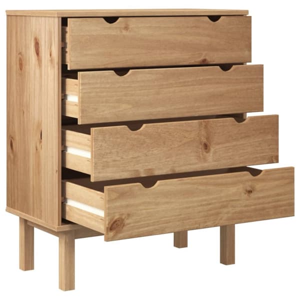 vidaXL kommode OTTA 76,5x39,5x90 cm massivt fyrretræ - Skuffemøbler