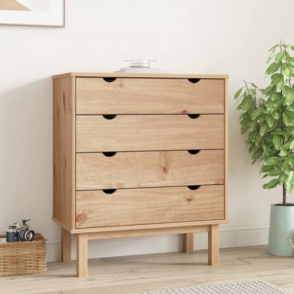 vidaXL kommode OTTA 76,5x39,5x90 cm massivt fyrretræ - Skuffemøbler