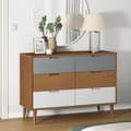 Pikkukuva 2 / 10: vidaXL Kaappi MOLDE ruskea 113x40x80 cm täysi mänty -  Laatikkoarkut