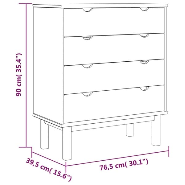 vidaXL Byrå OTTA brun&grå 76,5x39,5x90cm massiv furu -  Byråer
