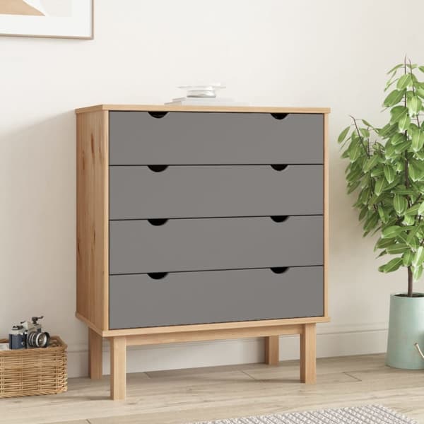vidaXL Byrå OTTA brun&grå 76,5x39,5x90cm massiv furu -  Byråer