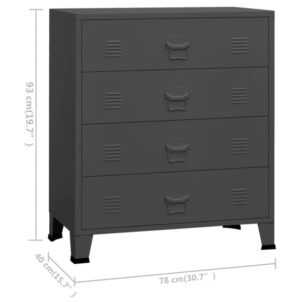 vidaXL industriel kommode 78x40x93 cm metal antracitgrå - Skuffemøbler