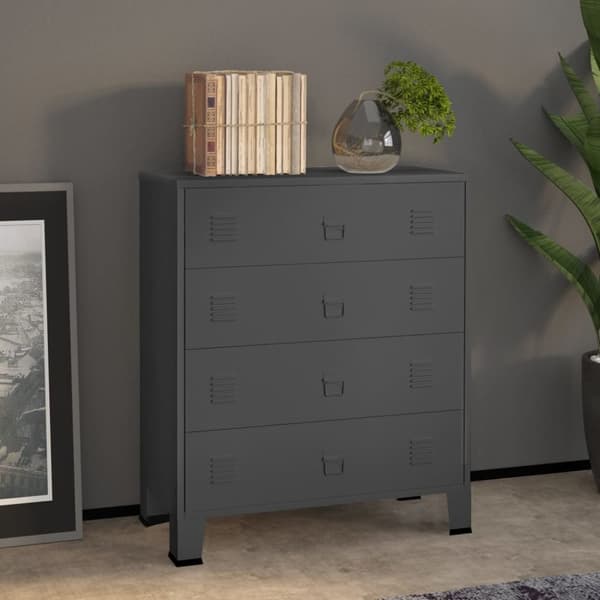 vidaXL industriel kommode 78x40x93 cm metal antracitgrå -  Skuffemøbler