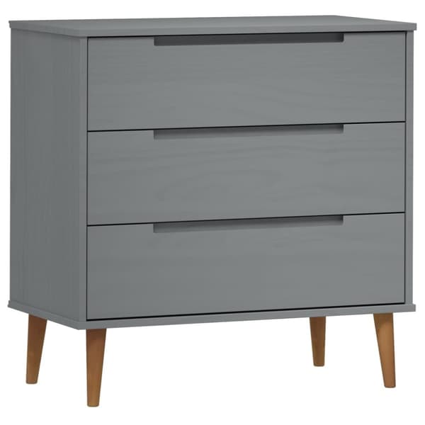 vidaXL kommode MOLDE 80x40x80 cm massivt fyrretræ grå - Skuffemøbler