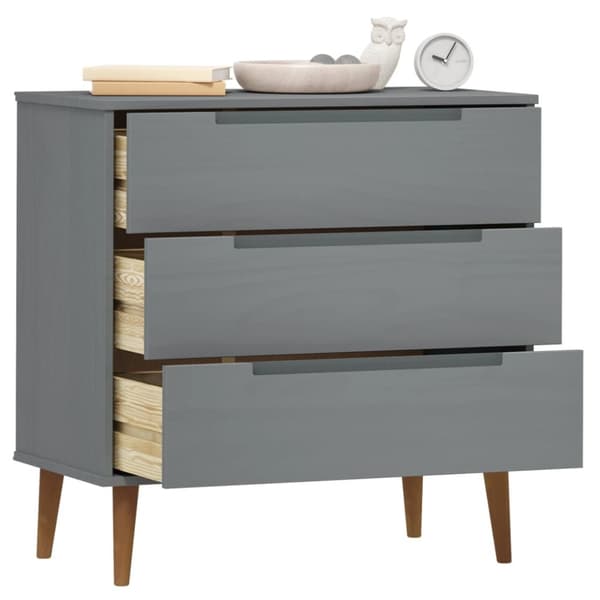 vidaXL kommode MOLDE 80x40x80 cm massivt fyrretræ grå - Skuffemøbler