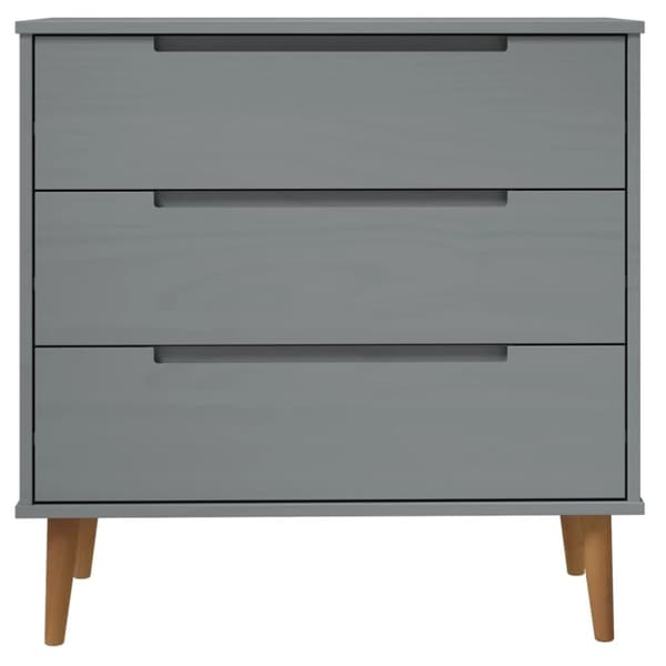 vidaXL kommode MOLDE 80x40x80 cm massivt fyrretræ grå - Skuffemøbler