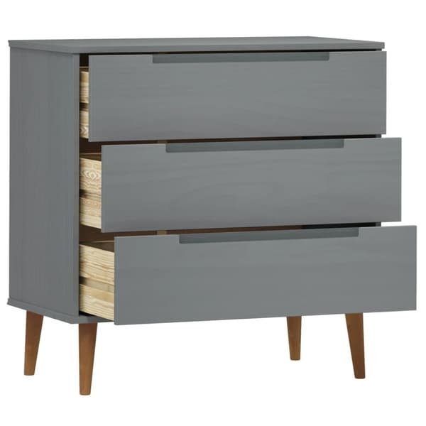 vidaXL kommode MOLDE 80x40x80 cm massivt fyrretræ grå - Skuffemøbler