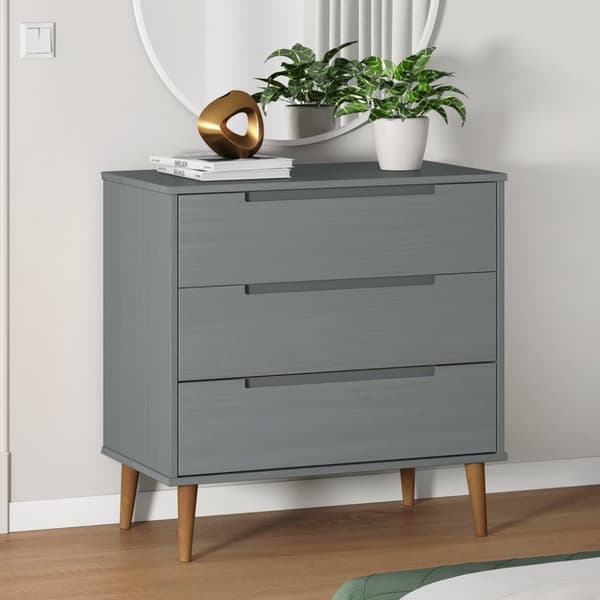 vidaXL kommode MOLDE 80x40x80 cm massivt fyrretræ grå - Skuffemøbler